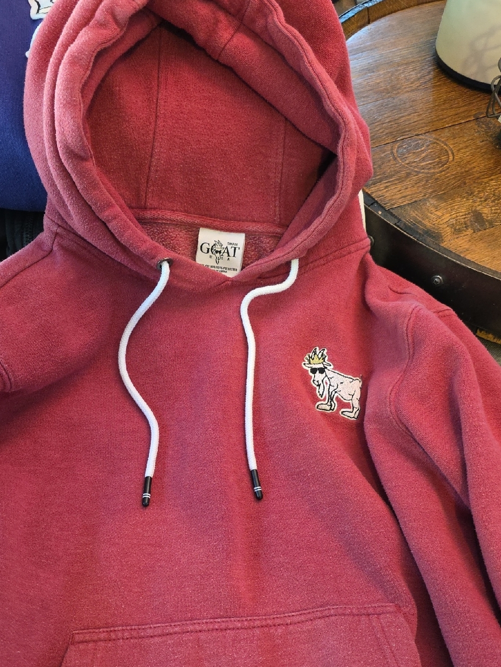 GOAT Men's Maroon Pullover Hoodie with Embroidered Goat Logo